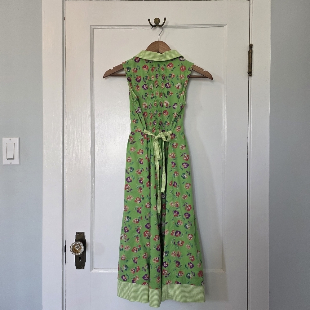Vintage Cornelloki Dress by April Cornell – Girls Size 9/10 – Green/Pansy Floral - Picture 6 of 8